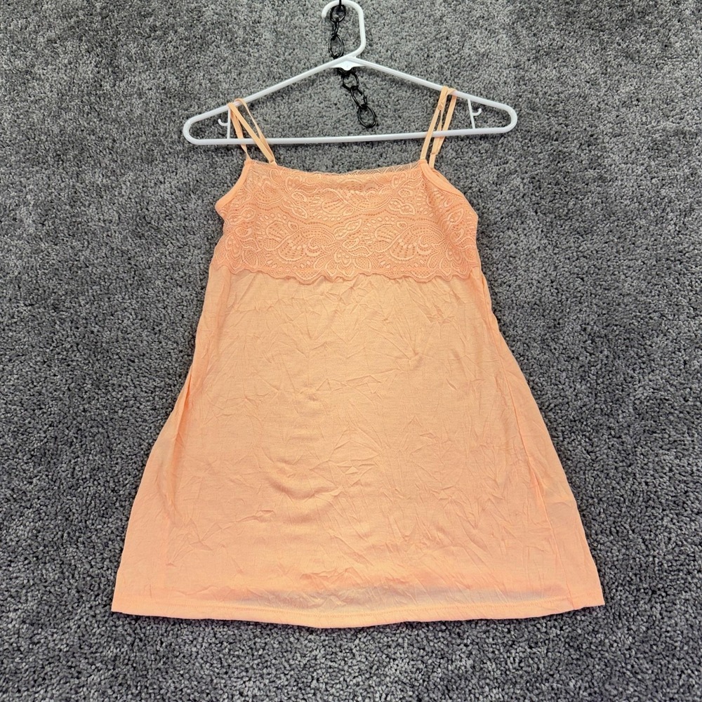 Maurices Top Womens XS Orange Lace Trim Adjustable Strap Cami